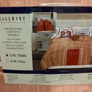 Twin size boys basketball comforter set